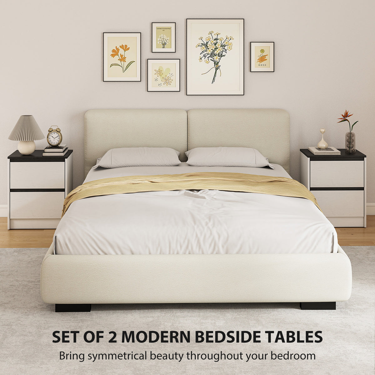 Modern bedside tables with drawers — Set of 2