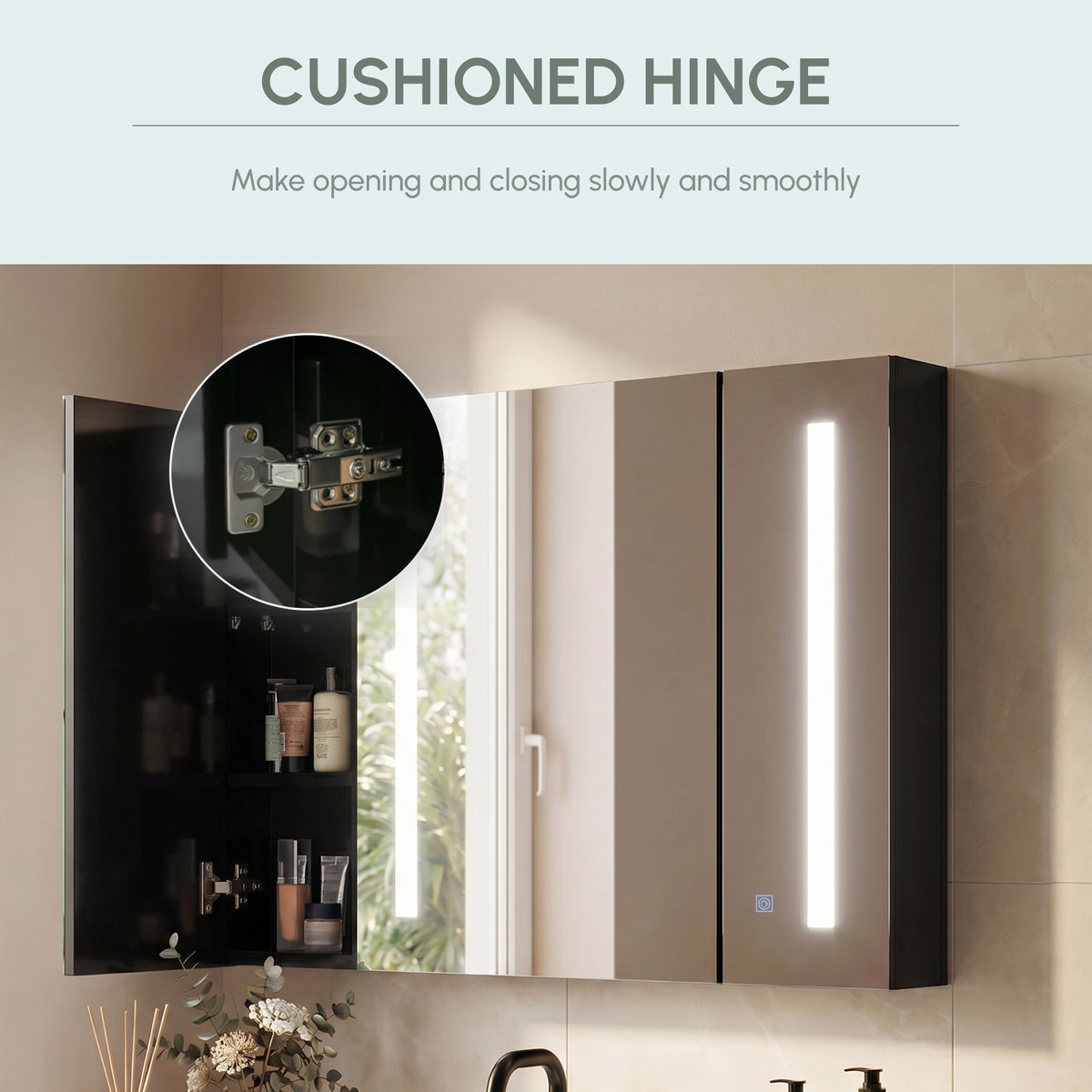 LED Wall Mirror Cabinet with Adjustable Shelves