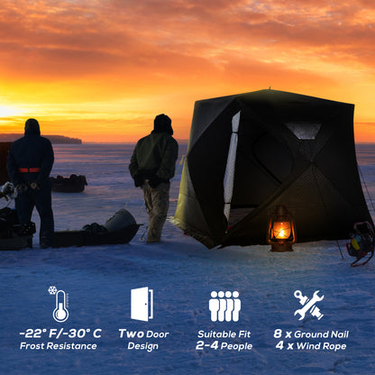 Tienda de pesca sobre hielo aislada para 4 personas