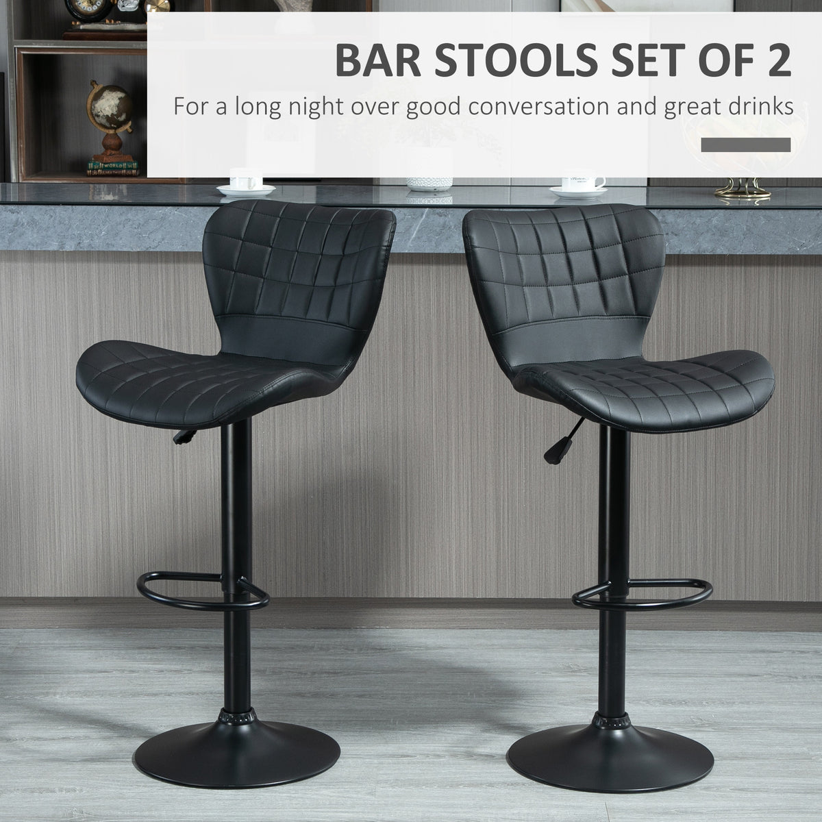 Taburetes de bar giratorios acolchados — Juego de 2