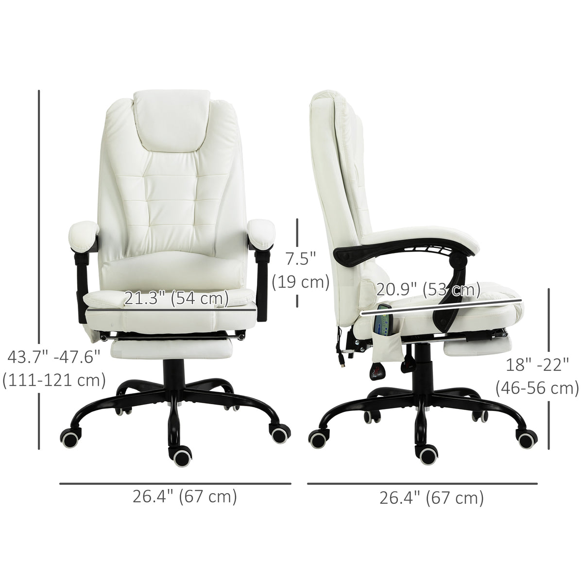 Silla de oficina de masaje reclinable con reposapiés