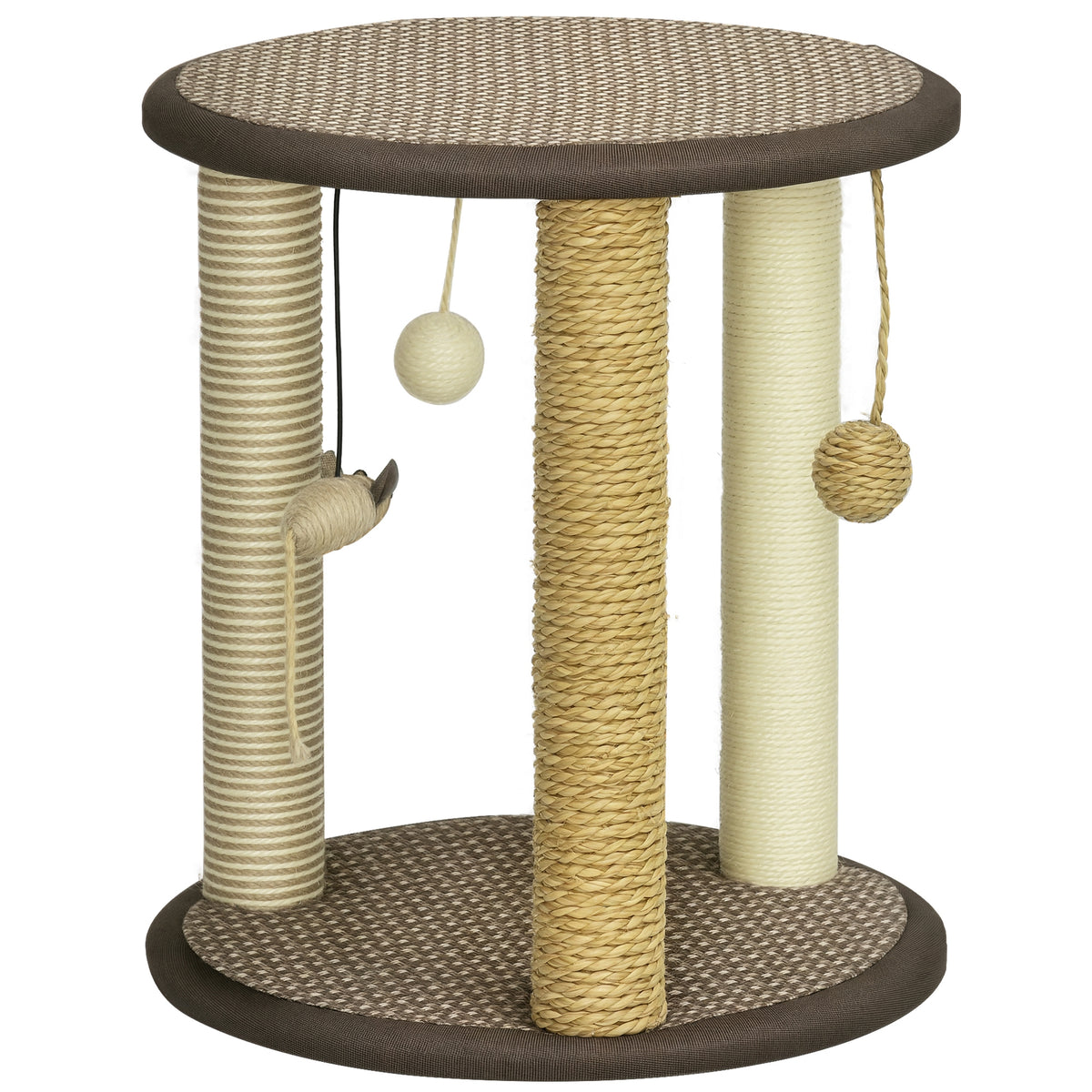Árbol para gatos compacto con juguetes colgantes