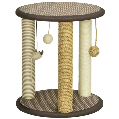 Árbol para gatos compacto con juguetes colgantes