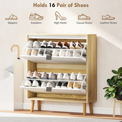 Narrow shoe cabinet modern flip drawer storage unit