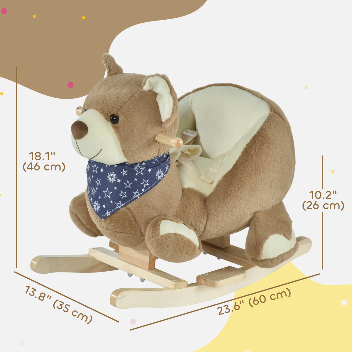 Baby plush bear rocking horse with sound