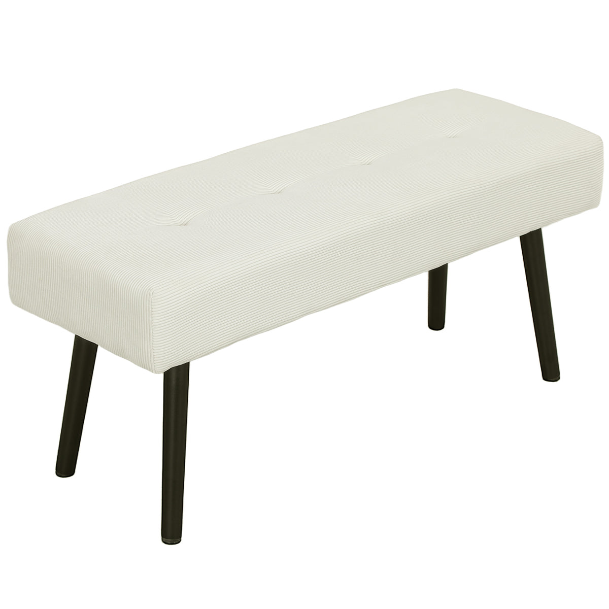 Tufted Corduroy Upholstered Bench with Steel Legs