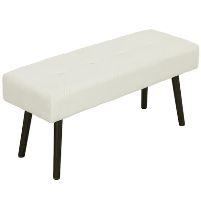 Tufted Corduroy Upholstered Bench with Steel Legs