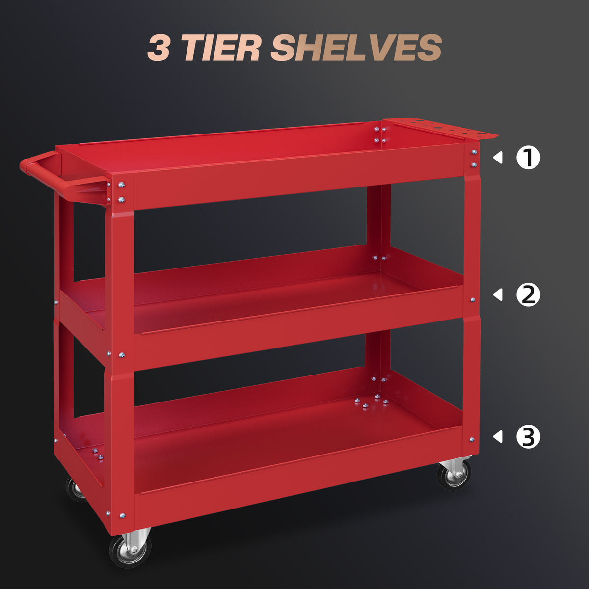 3-Tier Rolling Heavy Duty Utility Tool Cart