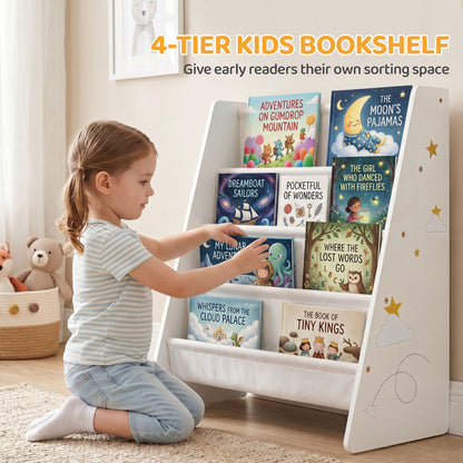Biblioteca infantil de 4 niveles para dormitorio y sala de juegos