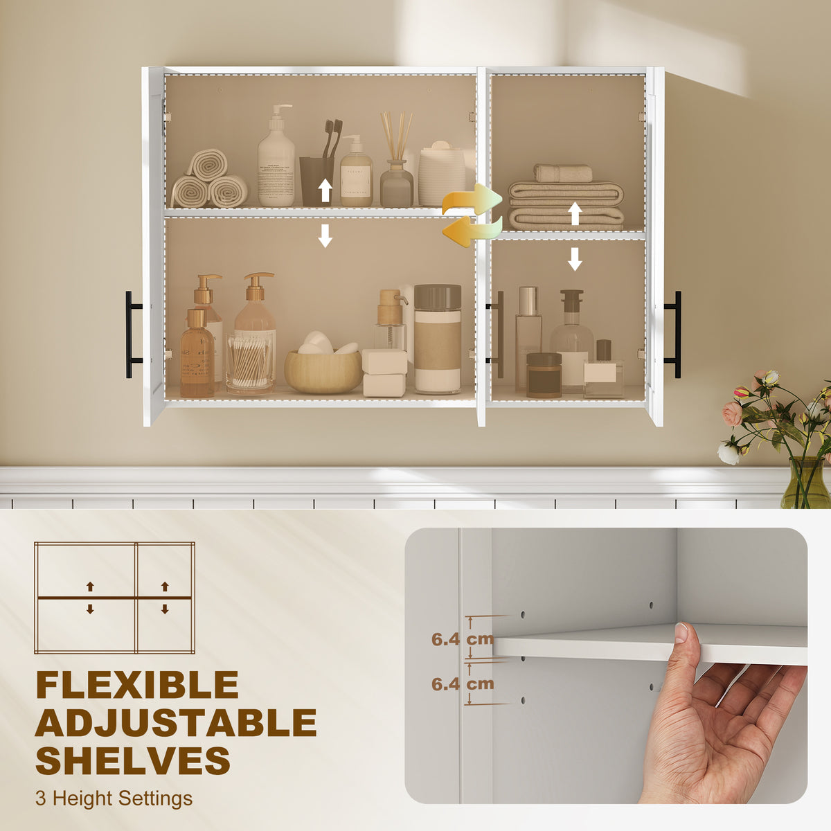 Wall-Mounted Bathroom Cabinet 3-Door White