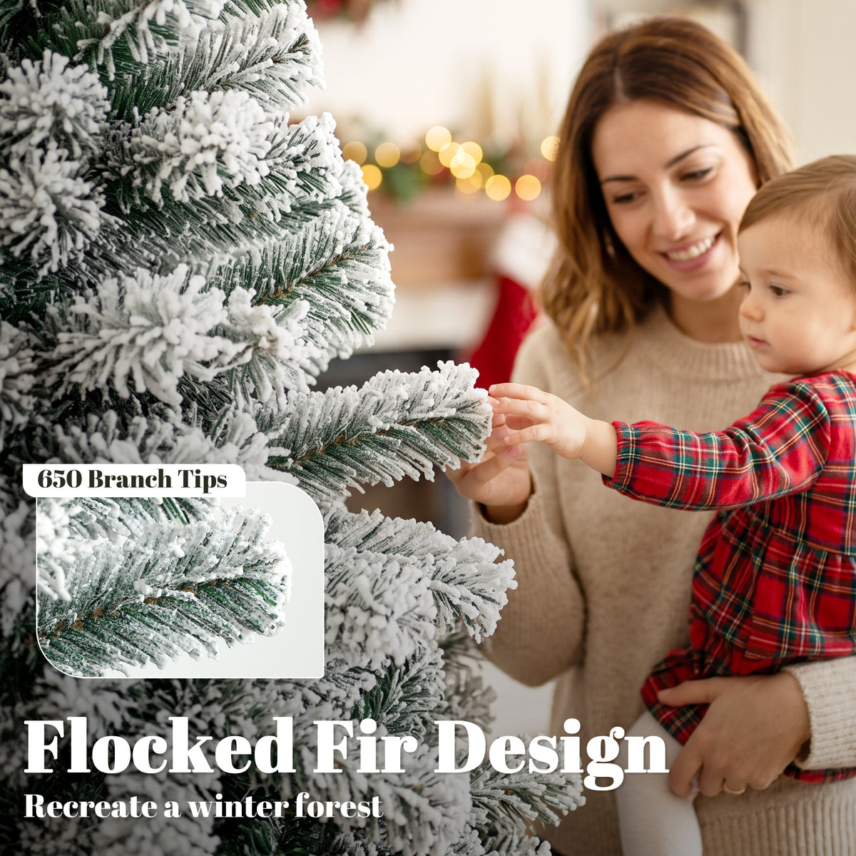 Snow flocked artificial Christmas tree 183 cm