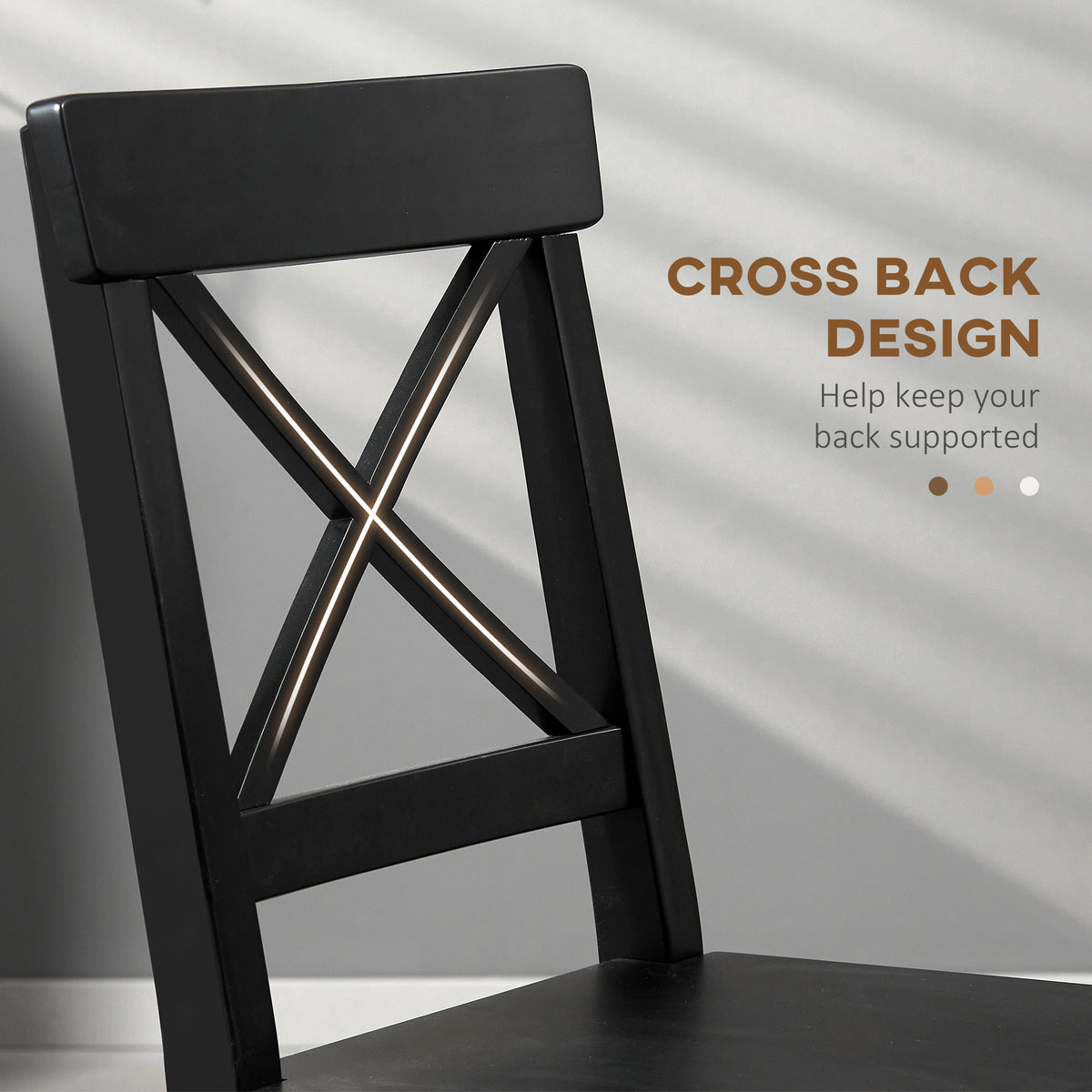 Set of 2 Wooden Dining Chairs Solid Cross Back