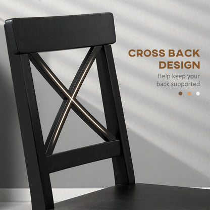 Set of 2 Wooden Dining Chairs Solid Cross Back