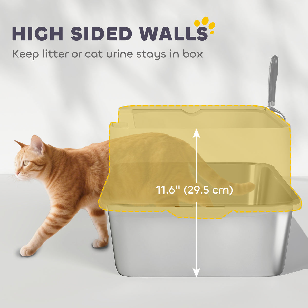 Stainless Steel High Sided Cat Litter Box