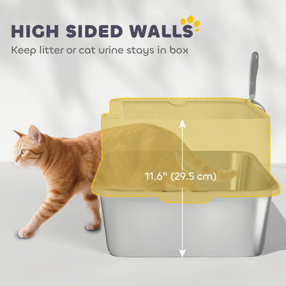 Stainless Steel High Sided Cat Litter Box