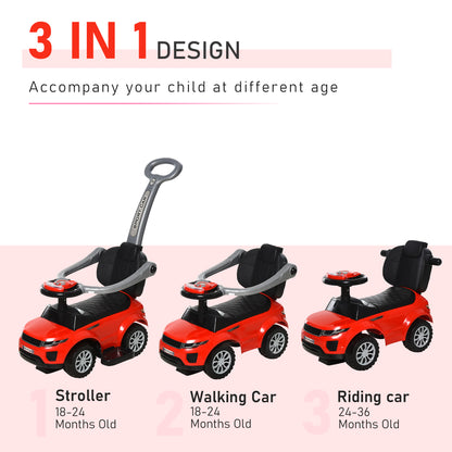 3-in-1 Toddler Push Ride-On Car