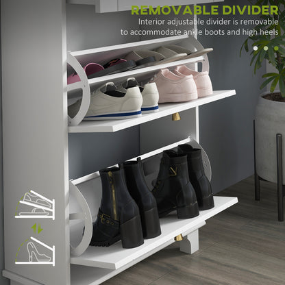 Slim Shoe Cabinet 2 Flip Drawers Adjustable Shelves 8 Pairs