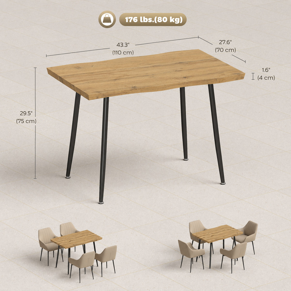 Nordic Dining Table 110 x 70 cm
