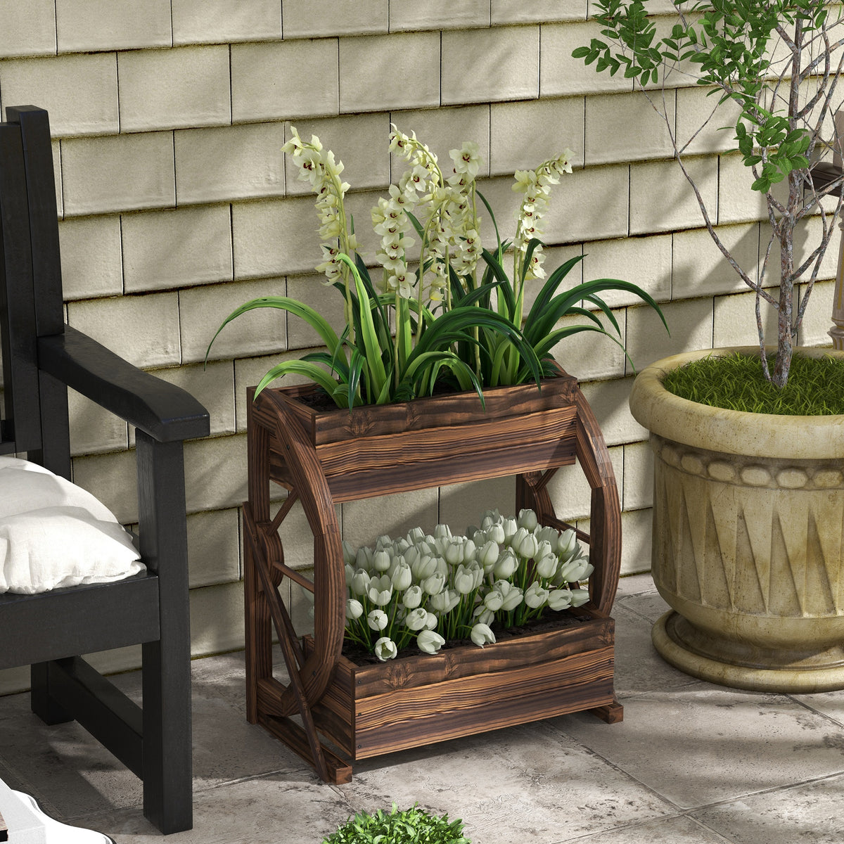 Two-Tier Raised Garden Planter Box — wagon style