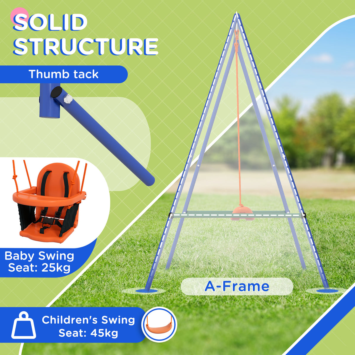 Kids outdoor swing set
