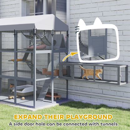 Outdoor wooden cat enclosure
