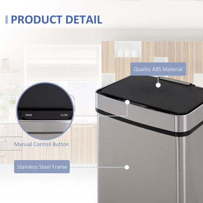 Papelera con sensor de 3 compartimentos, 72 L — Acero inoxidable