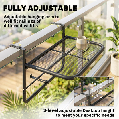 Adjustable Hanging Balcony Railing Table