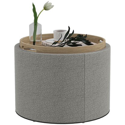 Round Coffee Table with Hidden Storage and Tray Top