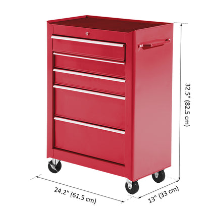5-Drawer Rolling Lockable Steel Tool Chest
