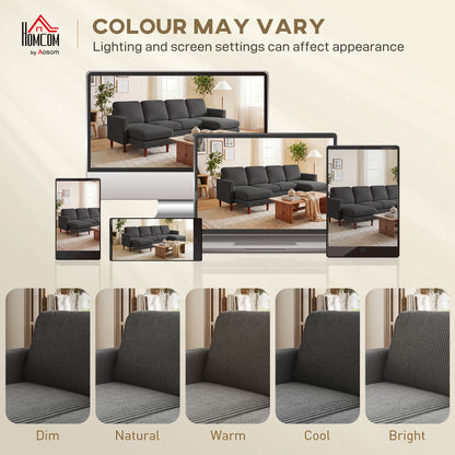 U-Shaped Corduroy Sectional Sofa with Double Chaise Lounges