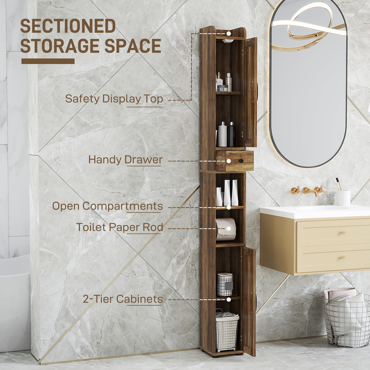 Narrow bathroom storage cabinet farmhouse style