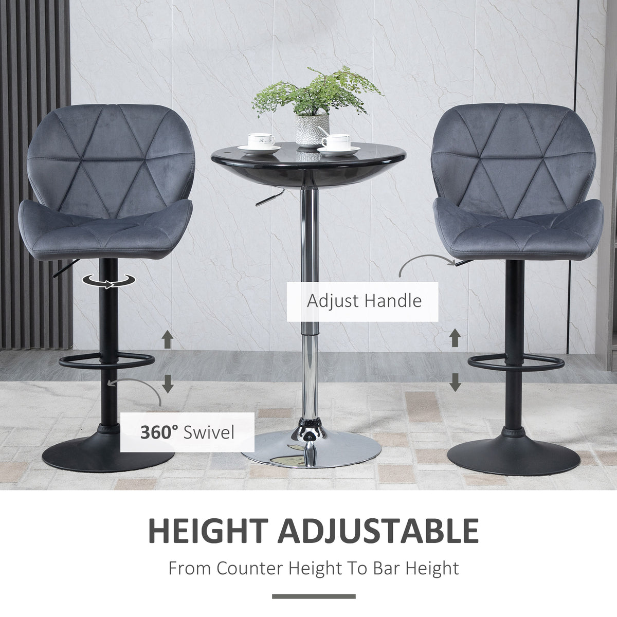 Bar stools adjustable fabric set of 2