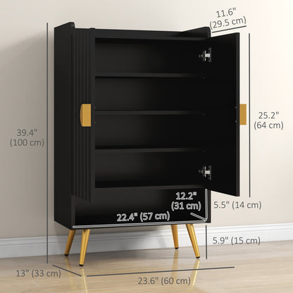 Narrow Shoe Cabinet 4-Tier Adjustable Shelves, 15 Pairs