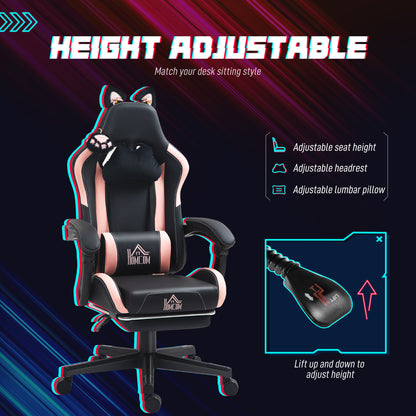 Cat style gaming chair with footrest