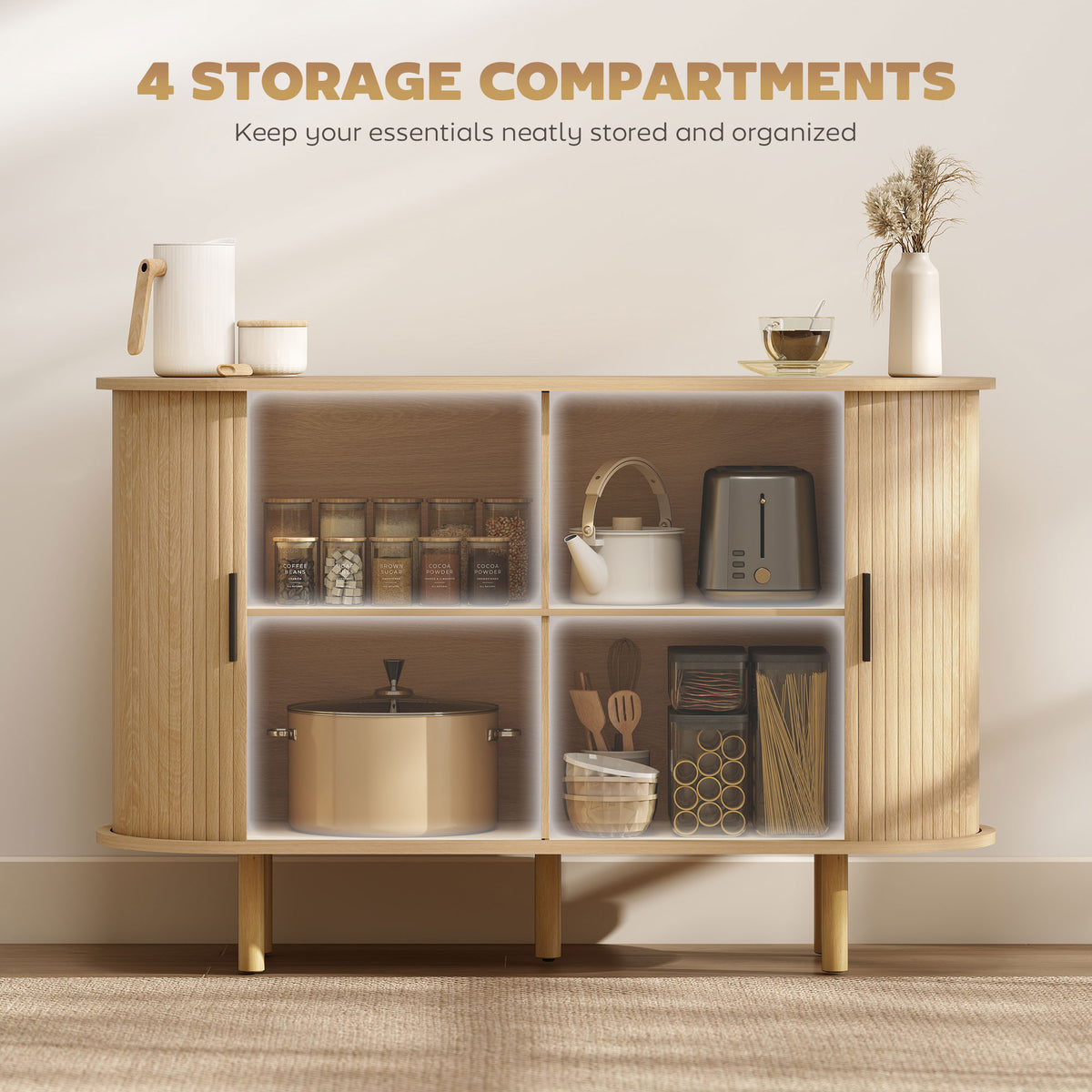 Buffet cabinet with tambour sliding doors