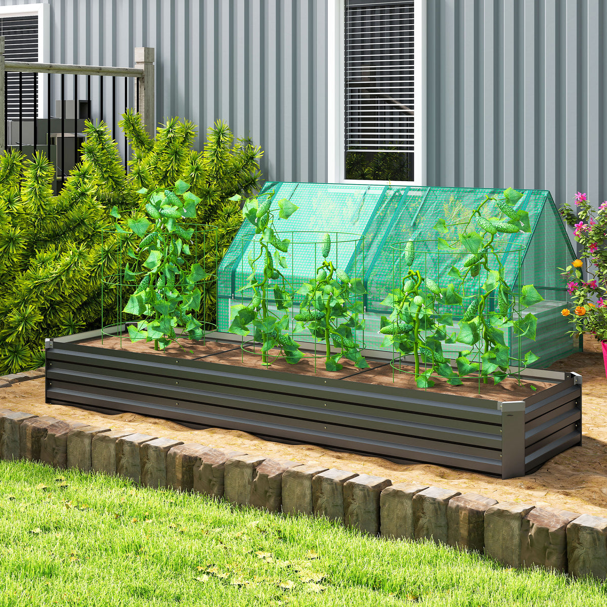 240x60x30cm Galvanized Steel Raised Garden Bed
