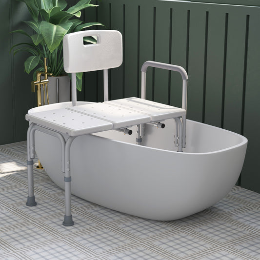 Adjustable aluminum shower bench with armrests