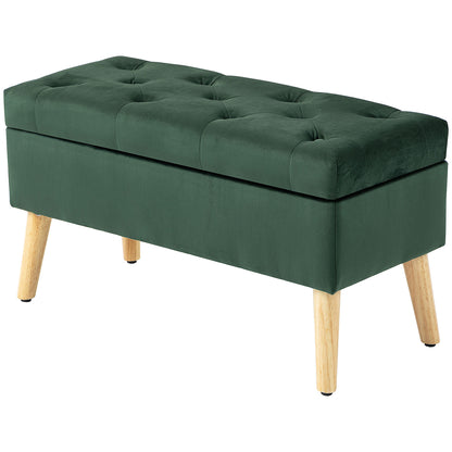 Velvet Storage Ottoman Bench with Wood Legs