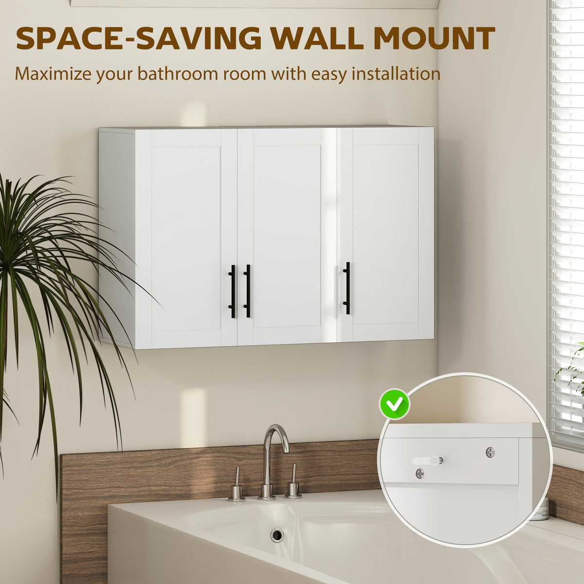 Wall-Mounted Bathroom Cabinet 3-Door White