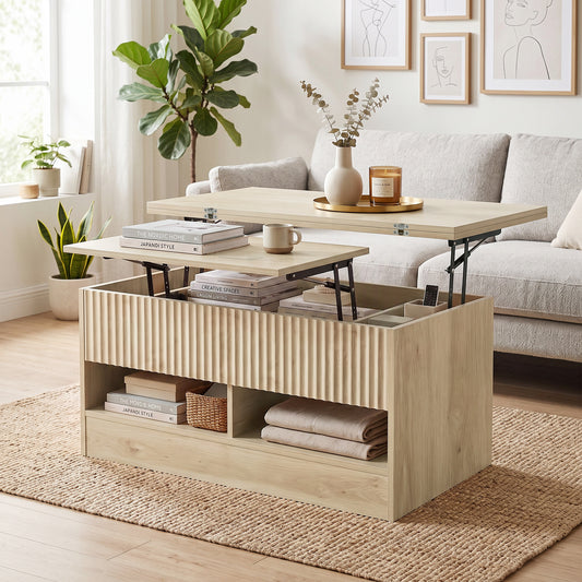 Lift top expandable coffee table