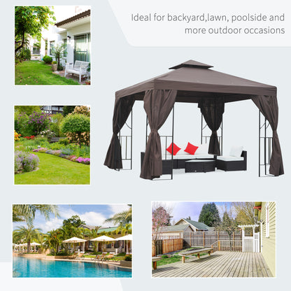 Patio Gazebo Double-Tier Roof 10 x 10 ft