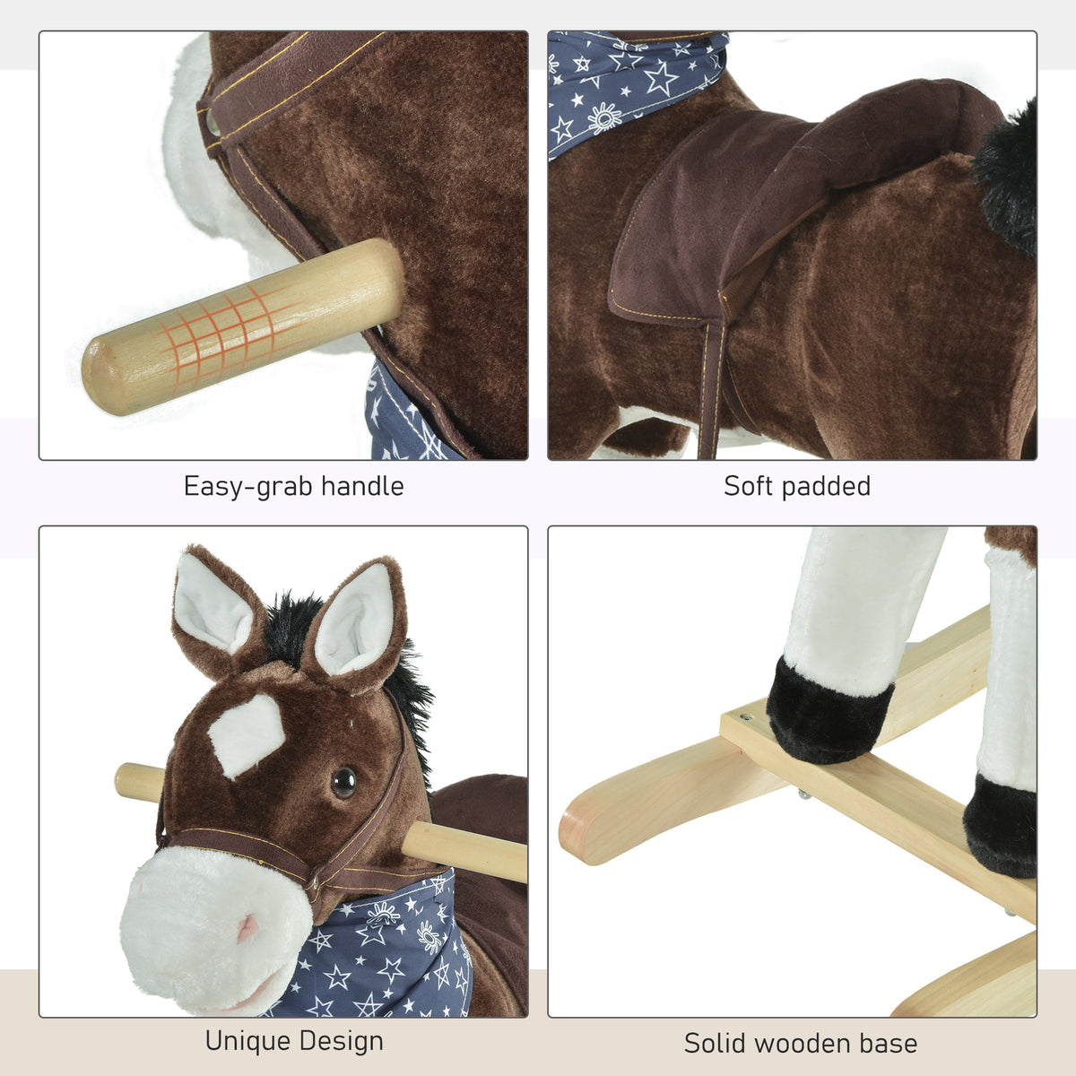 Kids plush ride-on rocking horse toy with sounds