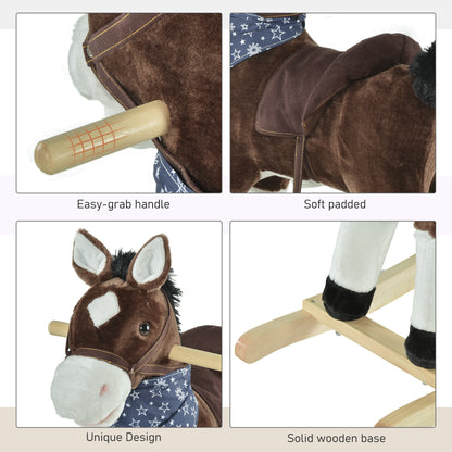 Kids plush ride-on rocking horse toy with sounds