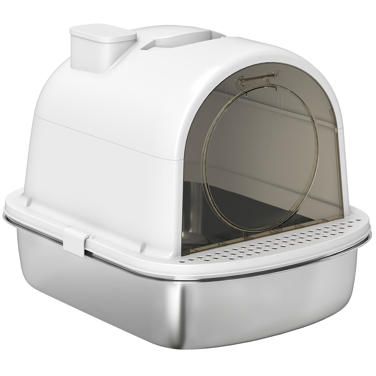 Enclosed Stainless Steel Cat Litter Box with Scoop