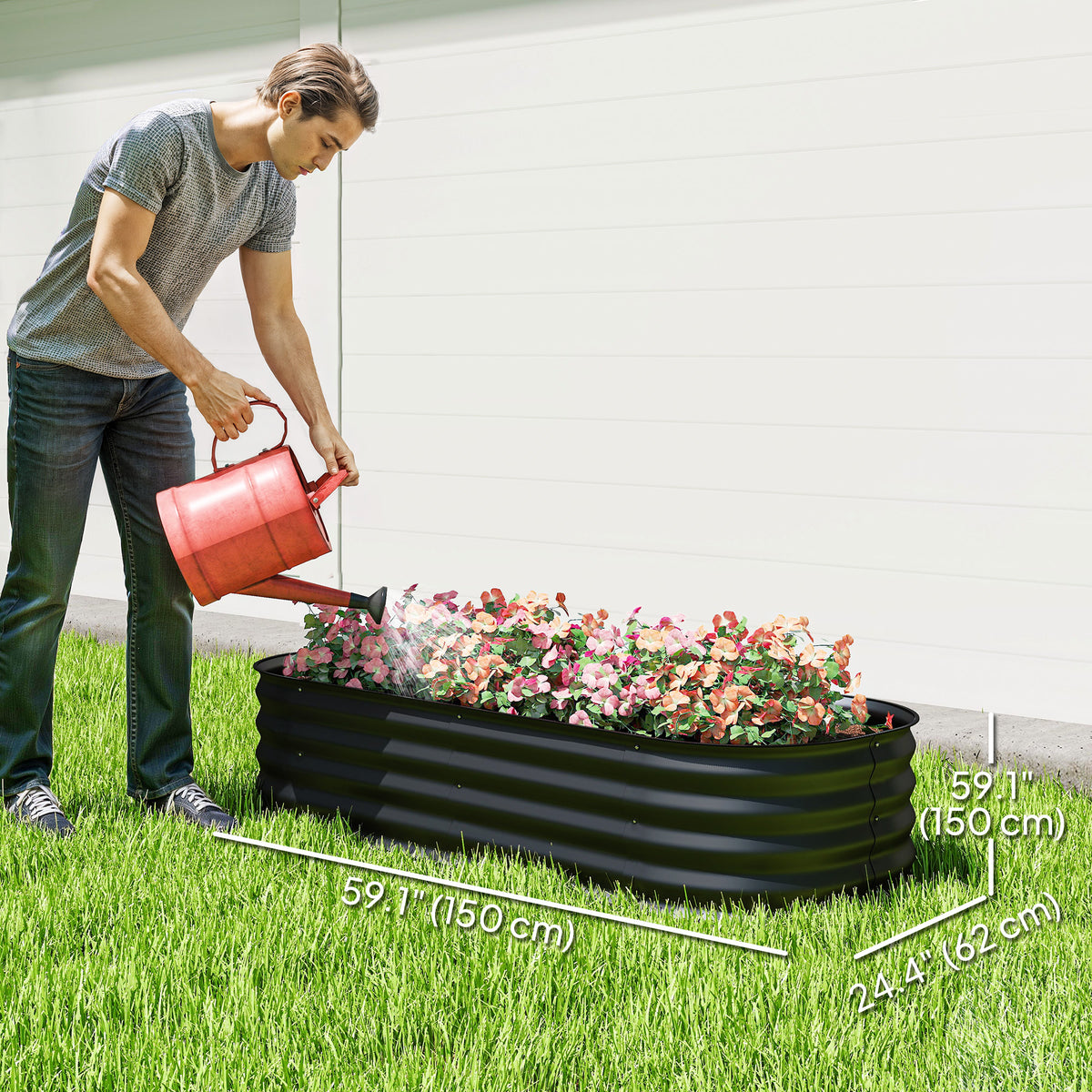Raised Garden Bed Galvanized Steel 150 x 60 x 30 cm