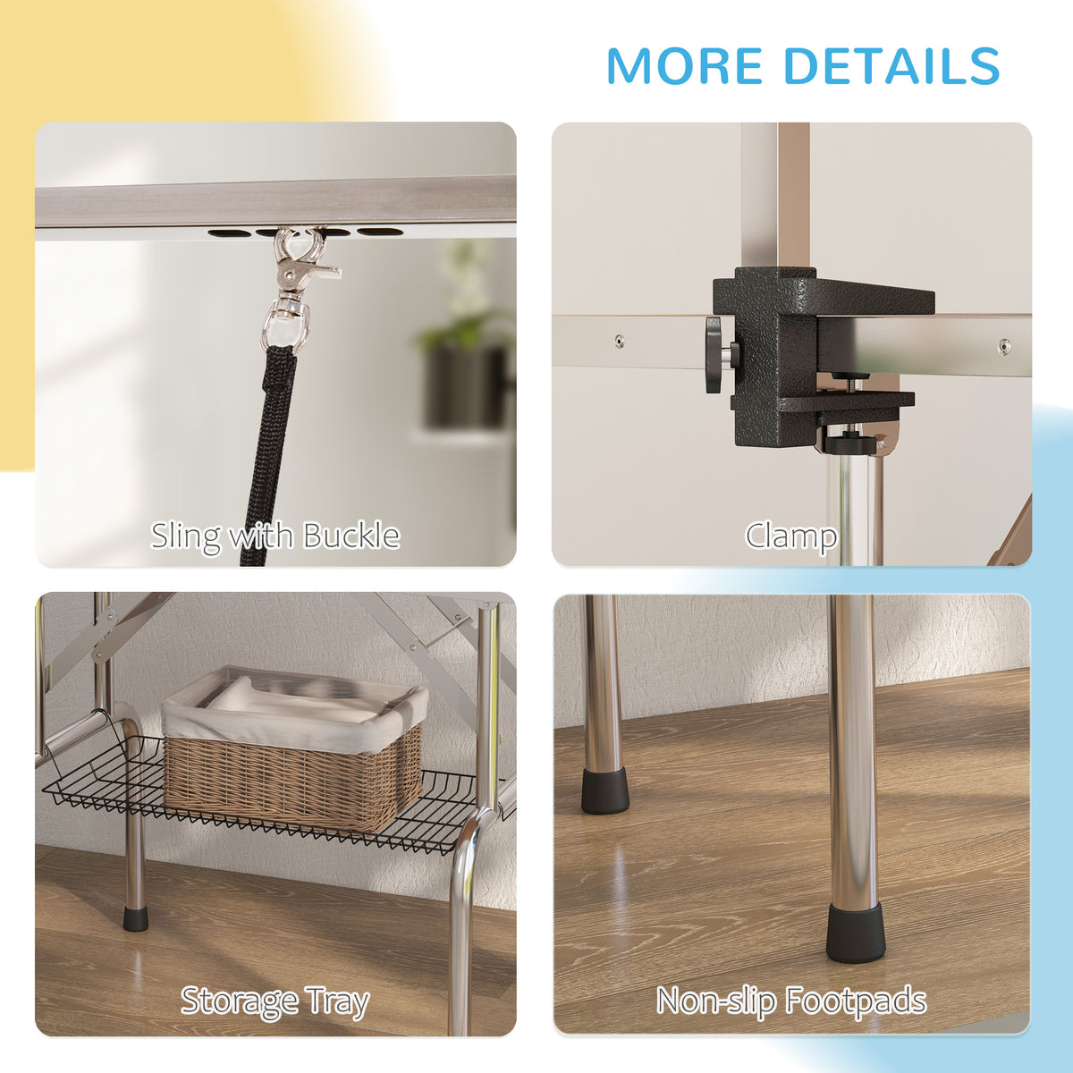 Adjustable Dog Grooming Table with Safety Slings