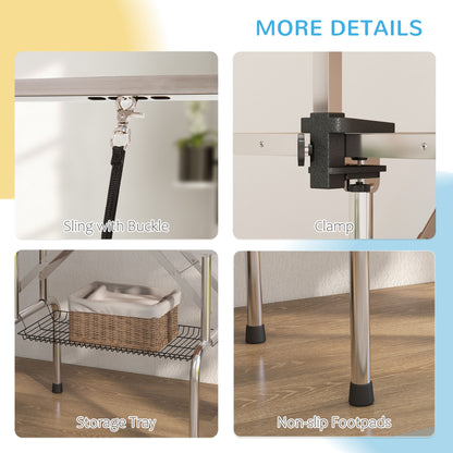 Adjustable Dog Grooming Table with Safety Slings