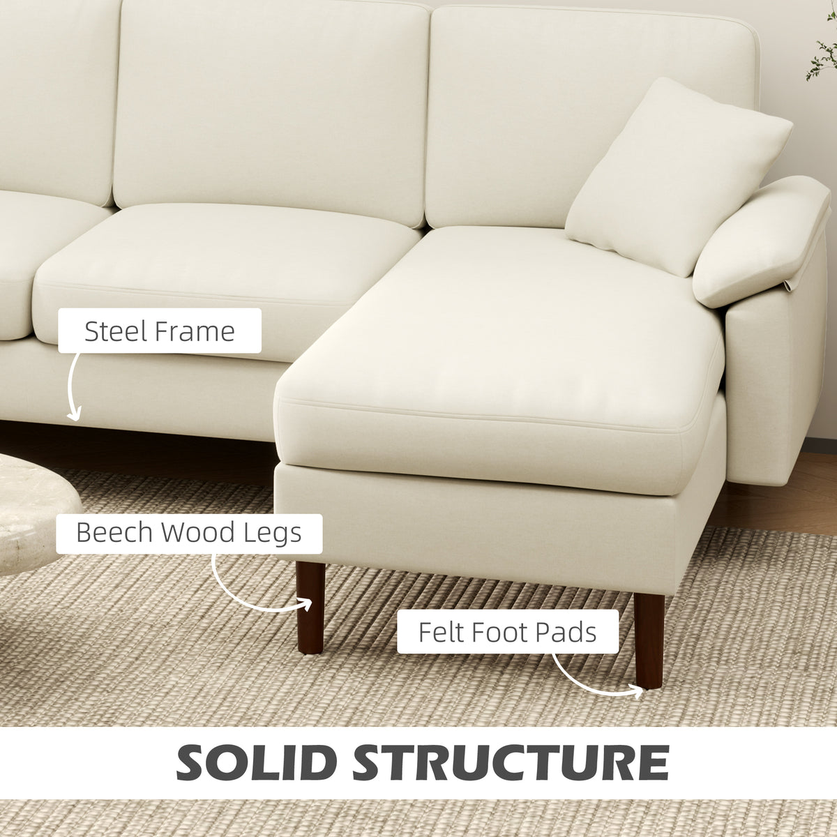L-Shaped Sectional Sofa with Reversible Chaise Lounge