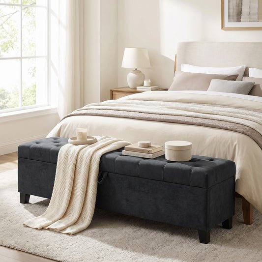 Velvet Storage Ottoman Bench 63" End of Bed