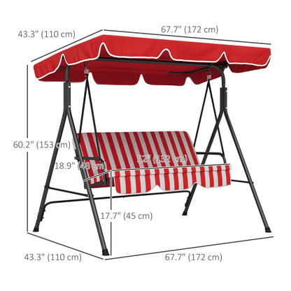 Patio Swing 3 Seater with Adjustable Canopy